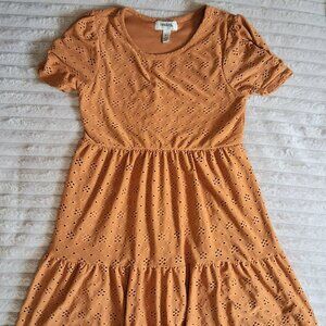 Speechless Kids Girls Rust Orange Eyelet Tiered Ruffle Mini Dress